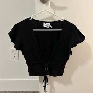 Princess Polly Black Tie Crop Top - Size S (US 4)